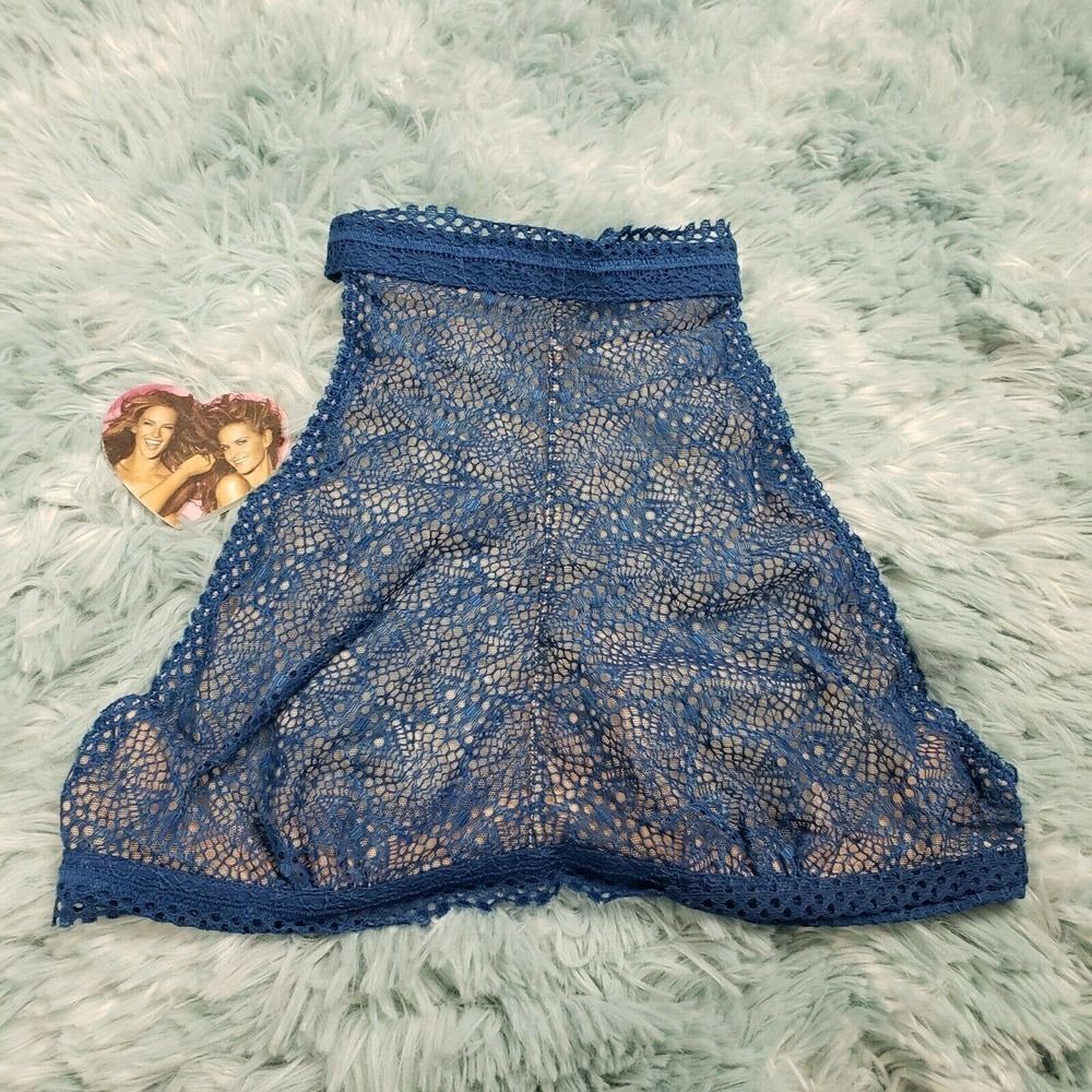 Victoria's Secret Women's Blue Lace High Neck Bralette Small